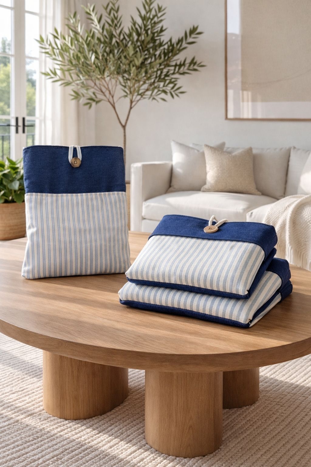 Funda de libro a rayas celeste