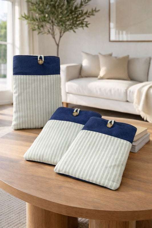 Funda de libros a rayas verde